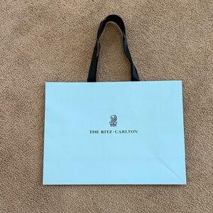 The Ritz-Carlton Light Blue Tote Gift Bag with Black Ribbon Handles